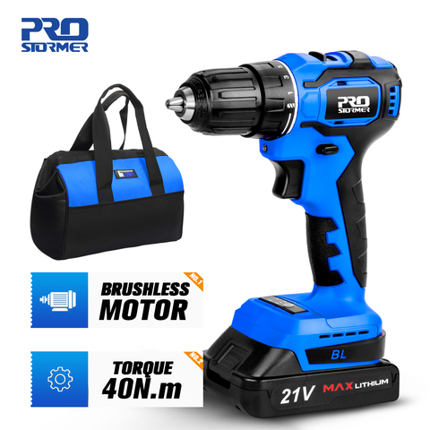 21V Electric Brushless Drill Cordless Screwdriver 40NM Drill Machine 2000mAh Battery Power Tools With Drill Bit By PROSTORMER ► Photo 1/6