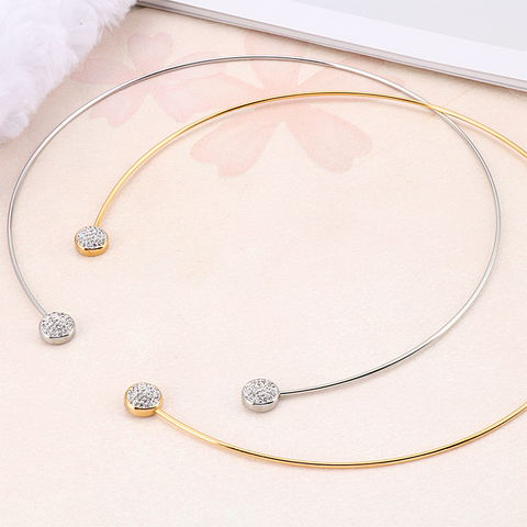 Kalen Simple Stainless Steel Zircon Torques For Women Gold Color Cuff Choker Necklaces Mujer Jewelry Accessory 2022 ► Photo 1/6