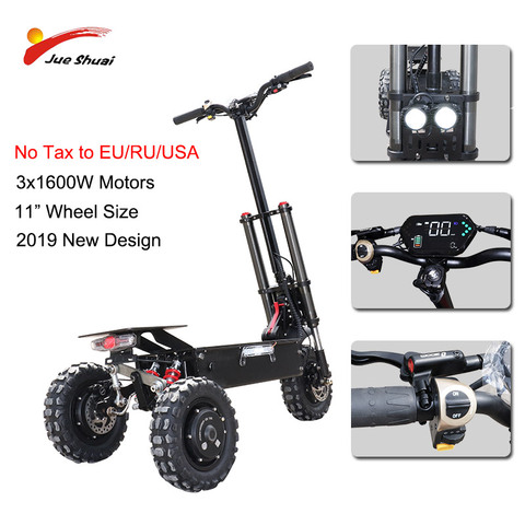 80KM/H 3x1600W Motors Electric Scooter Off Road 11inch Three Motor Wheel E Scooter Patinete Electrico Adulto Electric Skateboard ► Photo 1/6