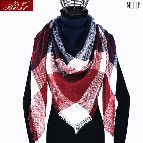 Winter cashmere plaid scarf shawl sjaal woman poncho triangle luxury brand bandana designer pashmina wrap large stoles luxury ► Photo 1/6