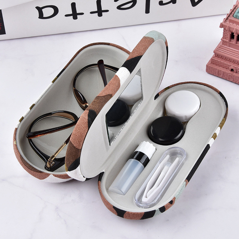 Double Interlayer with Mirror Camouflage Stripe Metal Contact Lens Case for Kit Box Dual Purpose Reading Glasses Case ► Photo 1/6