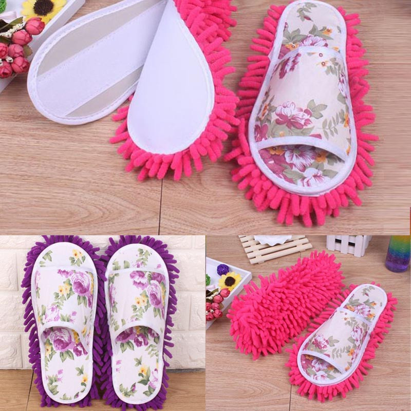 Women Dust Mop Slippers Shoes Microfiber House Slippers Bedroom Cleaning Pad 