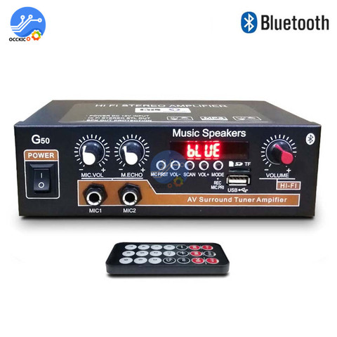 G50 800W Bluetooth 5.0 Amplifier TF Card FM U Disk USB 12V 110V 220V Home Theater Power Amplifier Car Audio Subwoofer HIFI AMP ► Photo 1/6
