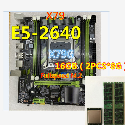 JSFFFL X79 X79G motherboard set with LGA2011 combos Xeon E5 2640 CPU 2pcs x 8GB = 16GB memory DDR3 RAM 1600Mhz PC3 12800R 2640 ► Photo 1/3