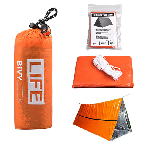 2Person Emergency Shelter Waterproof Thermal Blanket Rescue Survival Kit SOS Sleeping Bag Survival Tube Emergency Tent w Whistle ► Photo 1/6