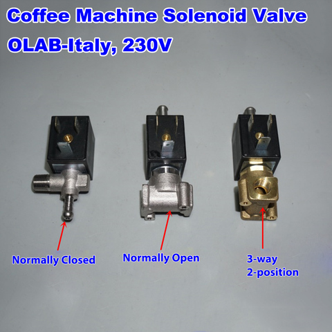 OLAB Italy SERIE 6000-9000 Solenoid Valve AC 230V G1/8' Brass Steam Hot Water Normally Closed/ Open For Coffee Maker Machine ► Photo 1/4