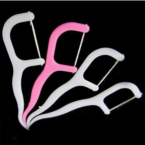 HOT 100pcs Dental Flosser Picks Teeth Stick Tooth Clean Oral cleaning Care 7.5cm Disposable floss thread Toothpicks ► Photo 1/6