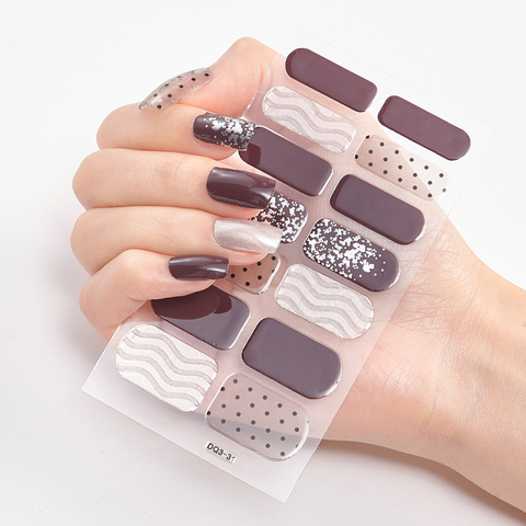 Four Sorts 0f Nail Stickers Fashion Nail Polish Self Adhesive Manicure Decoracion Nail Strips Nail Sticker set  Nail Accesoires ► Photo 1/6