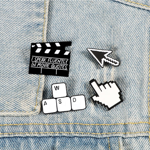 Minimalism Label Pins Worker Brooches Movie Board Computer Keyboard Pointer Enamel BackPack Pin Men Women Jewelry Badges Gifts ► Photo 1/6