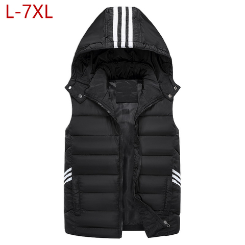 Men Winter Plus Large Size 7xl Vest Hat Detachable Waistcoat Warm Thicken Sleeveless Jackets Unloading Parka Coat for Men Unisex ► Photo 1/6