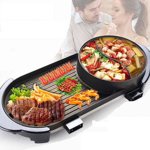 Joylove Korean Multi-function Electric Barbecue Grill Non-stick Mandarin Duck Pot Shabu-roasting Integrated Smokeless Hot Pot ► Photo 1/1