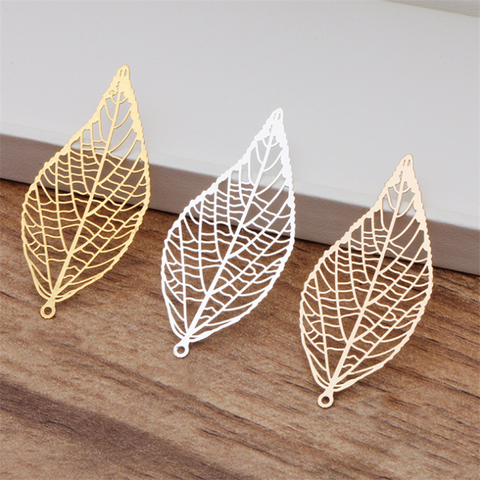 20pcs 43x20mm Brass Leaves Charms Filigree Leaf Earrings Findings Pendants DIY Jewelry Materials making ► Photo 1/4