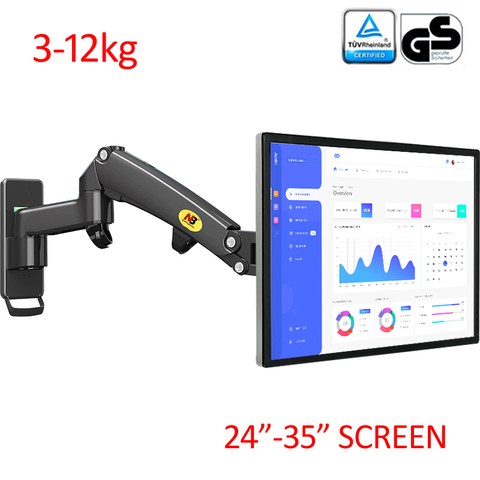 NB NEW F300 3-12kg aluminum Gas spring Monitor full motion 2 arm tv wall bracket LCD 24