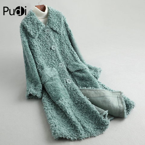 PUDI women's winter real wool fur coat girl warm jacket coats lady Long fur jackets over size parkas  A19087 ► Photo 1/6