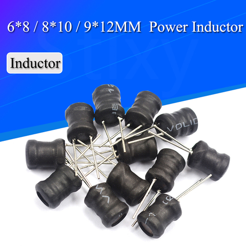 10PCS Power Inductor DIP 6*8mm 6X8mm 2.2UH 4.7UH 10uH 22uH 100uH 330uH 470uH 1MH 2.2MH 4.7MH 10MH Inductance 2 Pins 9X12/8X12MM ► Photo 1/3