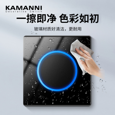 KAMANNI luxury light push button switches Glass panel Wall power light switch with indicator light 1 2 3 4 gang 1 2-way 220V ► Photo 1/6