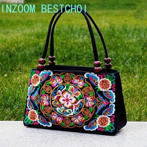 Fashion All-match 2022 New Girl Ethnic Style Embroidered Embroidered Canvas Ladies Handbag Multifunction Mochila Mujer Sac A Dos ► Photo 1/6