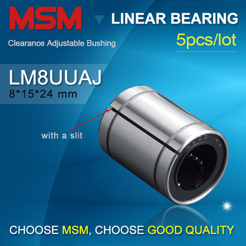 5pcs LM8UUAJ Clearance Adjustable Linear Ball Bearing dr8 D15 L24 Sliding Bushing 8mm Shaft Guide LM8UU-AJ 3D Printer CNC Parts ► Photo 1/1