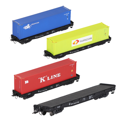 HO Scale 40FT Train Flat Shipping Container Carriage Car  For Railway Transporter Model  Freight Seabox ► Photo 1/6