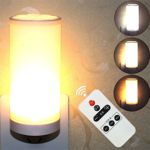 EU Plug Brightness Adjustable LED Night Light With Remote Controller AC 110-240V Plug In Night Lamp With Timing Function ► Photo 1/6