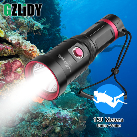 LED Diving Flashlight Super Bright P70.2 Torch Professional IPX8 Dive Lamp 150M Underwater Lantern Waterproof 26650/18650 Light ► Photo 1/6