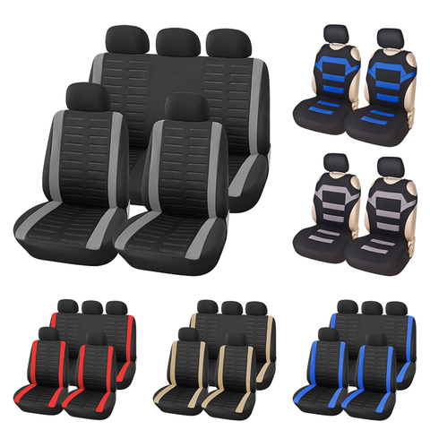 AUTOYOUTH Full Set Car Seat Cover Universal Fit 9 PCS Front Seat Covers & Split Bench Cover Kit Airbag Compatible 3D Embossed ► Photo 1/6
