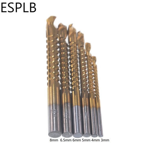 6pcs 3-8mm Twist Drill Bit Titanium Coated HSS Electric Plastic Woodworking Hole Grooving Saw Drilling Bits ► Photo 1/6