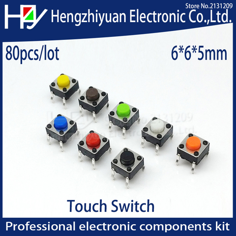 Hzy 80pcs 6*6*5mm Light touch switch DIP4 ON/OFF Touch button Touch micro switch keys button 6x6x5 High quality induction cooker ► Photo 1/2