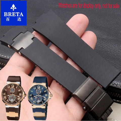 BRETA  25*12mm  Waterproof Silicone Rubber stap Black Brown Blue Watch Band for Ulysse Nardin Marine Diver Watchbands ► Photo 1/6