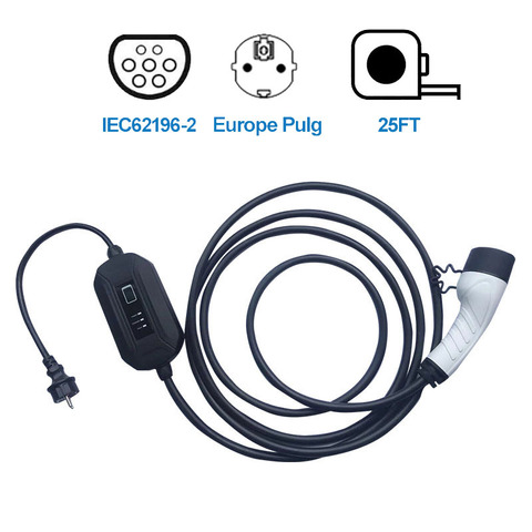 Level 2 EV Vehicle Charger Type 2 IEC 62196-2 16A 5M Electric Car Charging  Cable