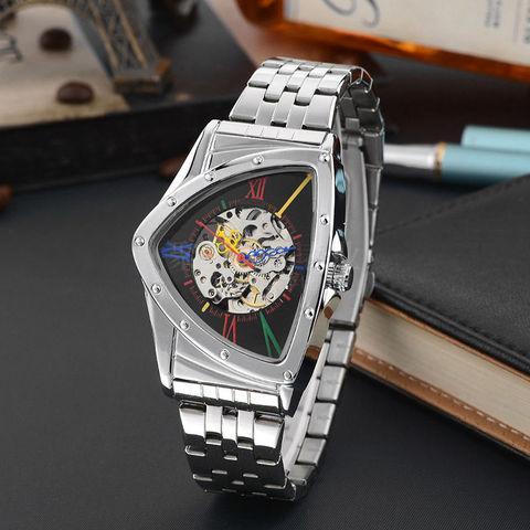 New 2022 Men Watches Fashion Hollow Triangular Mechanical Watches Stainless Steel Band Automatic Mechanical Watches Reloj Hombre ► Photo 1/6