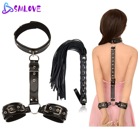 SMLOVE Erotic Sex Toys For Couples Woman Sexy BDSM Bondage Handcuffs Neck Collar Whip For Adult Toys Slave Sex Accessories ► Photo 1/6