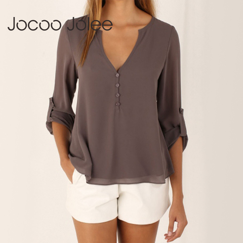 Jocoo Jolee Fashion Women Blouse 2022 Female Plus Size 5XL Long Sleeve Chiffon Blouse Elegant Lady Loose Tops Chic Women Clothes ► Photo 1/6