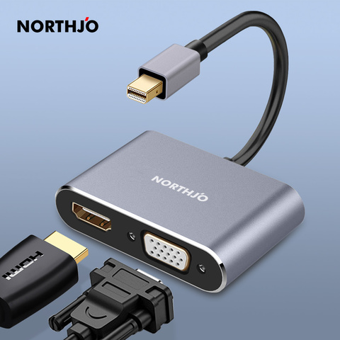 NORTHJO Mini DisplayPort to HDMI VGA Adapter minidp Converter 4K Thunderbolt 2.0 for MacBook Pro Air iMac Surface Laptop 2 Book ► Photo 1/4