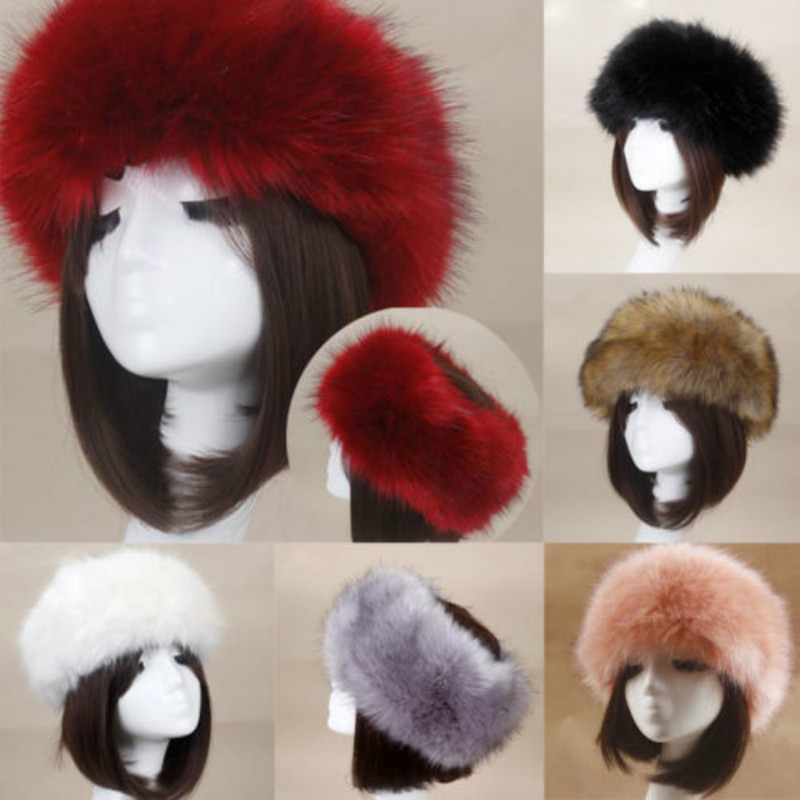 Ski Head Bands Russian Hat Faux Fox Fur Ear Flap Winter Raccoon Cap 