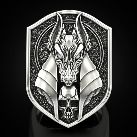 Men's Vintage 925 Silver Wolf Head Body 18k Gold Plated Ring Gift Party Jewelry Ring Wholesale ► Photo 1/6