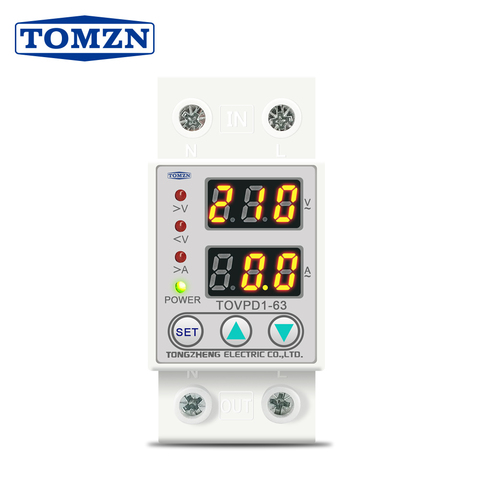 60A 230V Din Rail Adjustable Over Voltage and Under Voltage Protective Device Protector Relay TOMZN TOVPD1-63 ► Photo 1/6