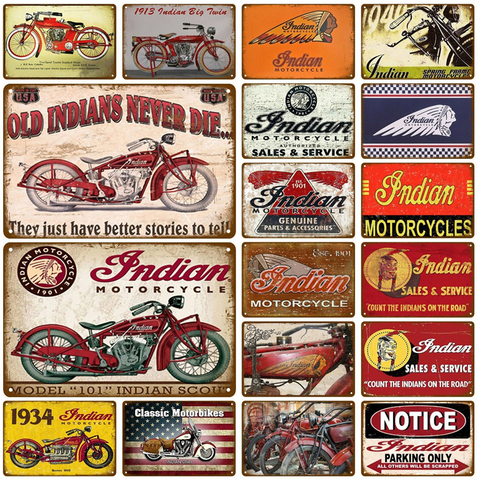 Indian Motorcycle Pub Bar Decoration Tin Sign Shabby Chic Home Decor Plaque Metal Sign Wall Poster Vintage Decor Art Vintage ► Photo 1/6
