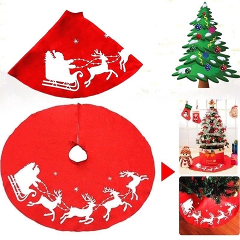 Red Christmas Tree Skirts Plush Faux Fur Carpet Xmas Floor Mat Ornaments Merry Christmas New Year Christmas Tree Decorations ► Photo 1/6