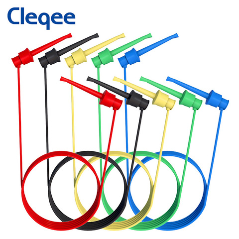 Cleqee P1520 5PCS Dual SMD IC Test Hook Clip Test Lead Silicone Cable 20AWG Multi-purpose Multimeter Electrical Test Wire 50CM ► Photo 1/6