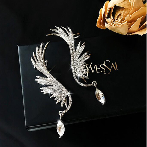2022 New Angel wings Rhinestone Hanging Dangle exquisite Exaggerated Fashion Stud Earrings elegant Prevent Allergy Earrings ► Photo 1/6