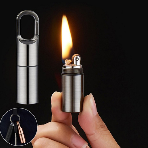 Fiery Flint Torch Camping Lighter Pocket Waterproof Fire Starter Grinding Wheel Free Fire Oil Compact Lighter Key Chain Lighter ► Photo 1/6