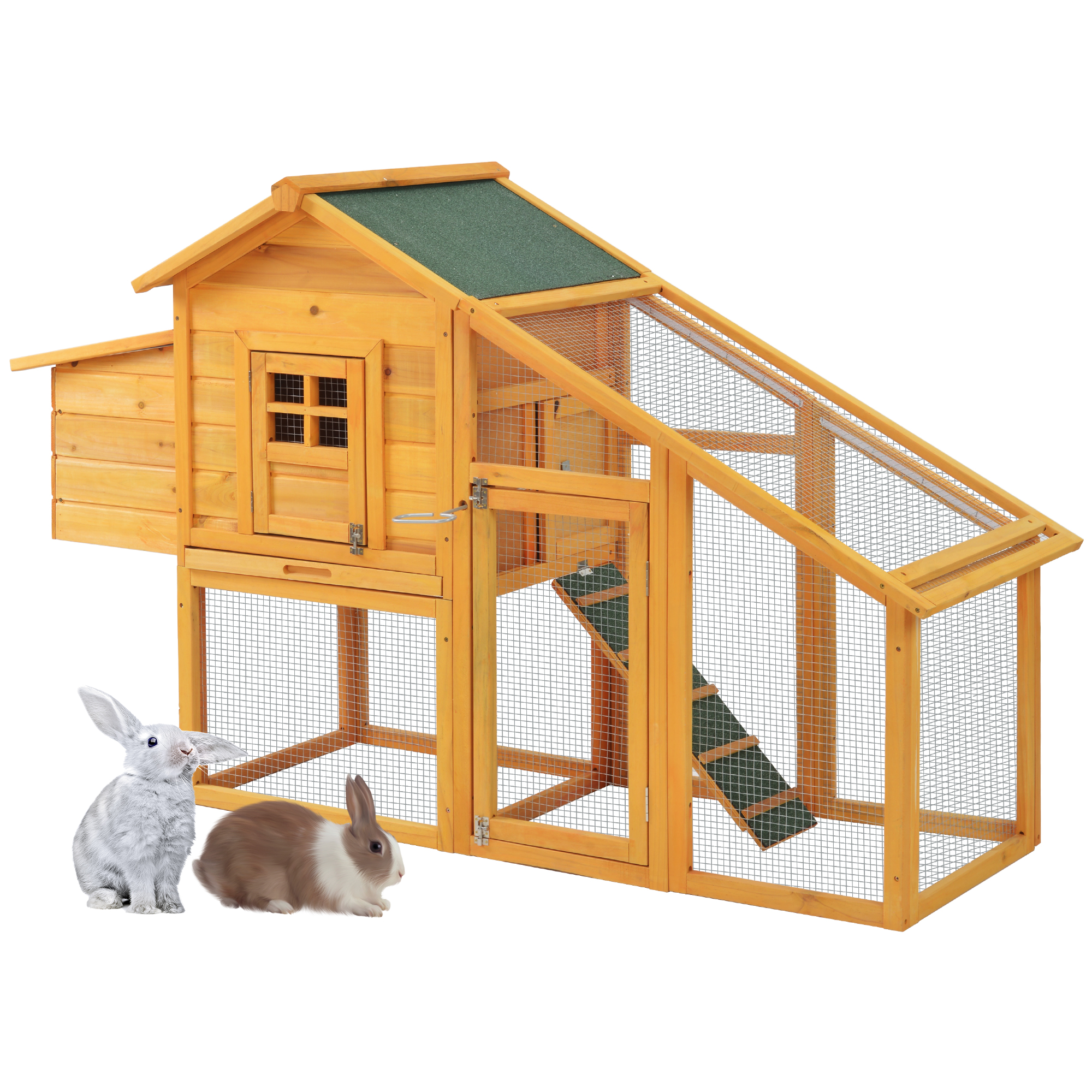2Tier Rabbit Bunny Hutch Large Cage House Wooden Guinea Pig Chicken