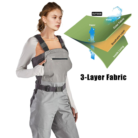 Breathable Anglers Waders, Waterproof Stockingfoot Chest Waders with Zippered Pockets, Lightweight Fly Fishing Waders for Women ► Photo 1/5