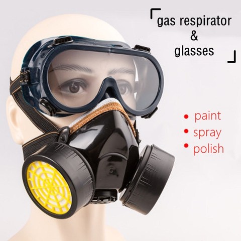 Half-face Gas Respirator Masks with Work Glasses Chemical Anti Particles Painting Industrial Cartridges Safety Protection Mask ► Photo 1/6