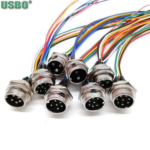 GX12 GX16 Butt Joint 2/3/4/5/6/7/8/9/10 Pins Waterproof Aviation Plug Socket Connector With 18cm Wire Cable Connector Air Plug ► Photo 1/6