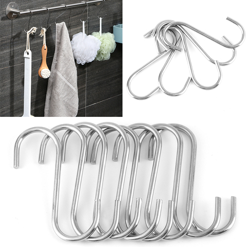 5/pcs Useful Stainless Steel S Shaped Hooks Kitchen Hanging Hanger Storage Holders Organizer Household Bathroom Essential Hooks ► Photo 1/6