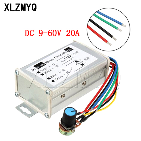 DC 9V 12V 24V 48V 60V 20A Reversible Motor Speed Controller Regulator Driver PWM DC/9-60V 0-1200W Adjustable Current ► Photo 1/3