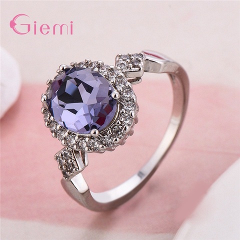 925 Sterling Silver Elegant Trendy Crystal Engagement Rings Cubic Zirconia For Women Wedding Bridal Jewelry Gift ► Photo 1/6