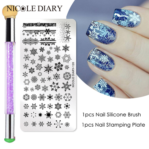 1 Set Nail Stamping Plates Set Silicone Sponge Brush Polish Transfer  Stencils Flower Geometry DIY Template for Nail Tool